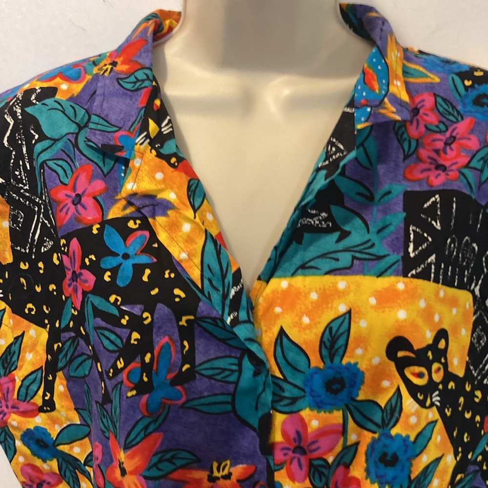 Vintage Hilo Hattie Hawaii Large front tie midriff crop Top 25-194-1 - Picture 2 of 7